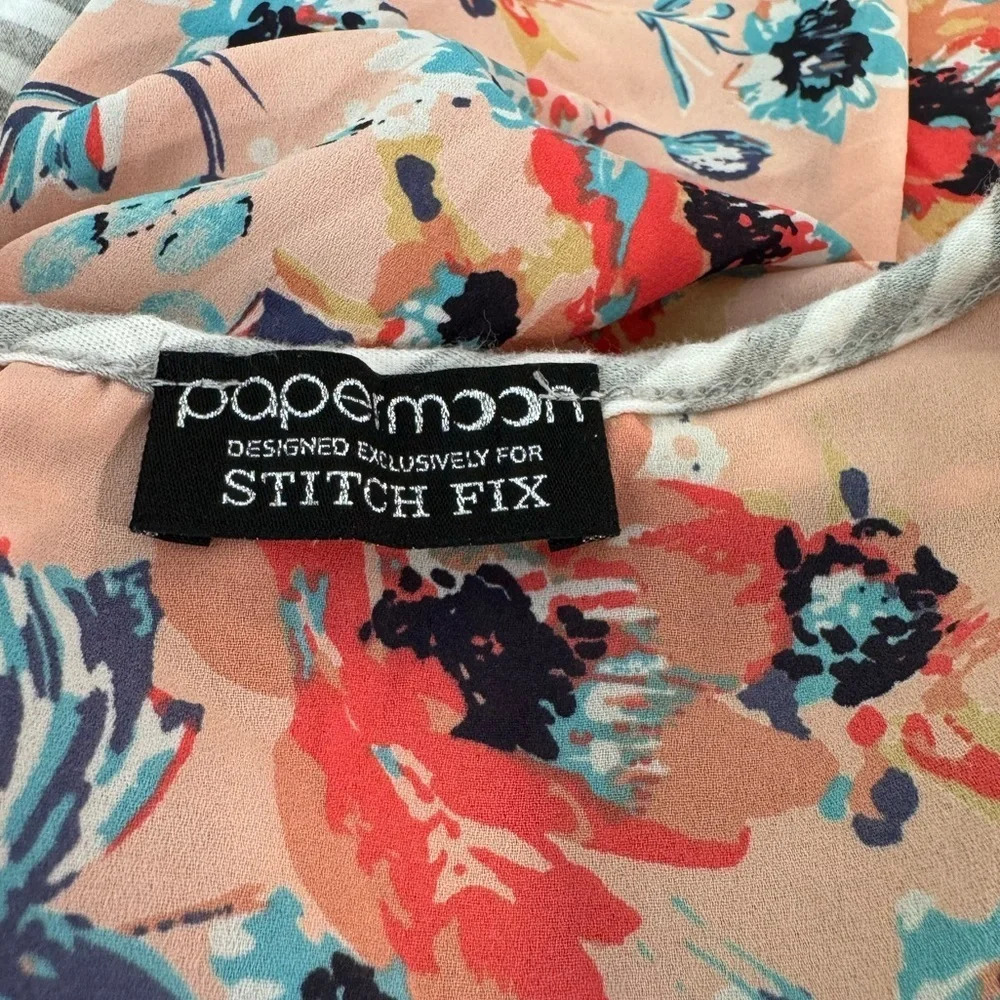 Papermoon Floral and Stripe Waterfall Back, Pattern Mix Top, Stitchfix, casual - Picture 7 of 9